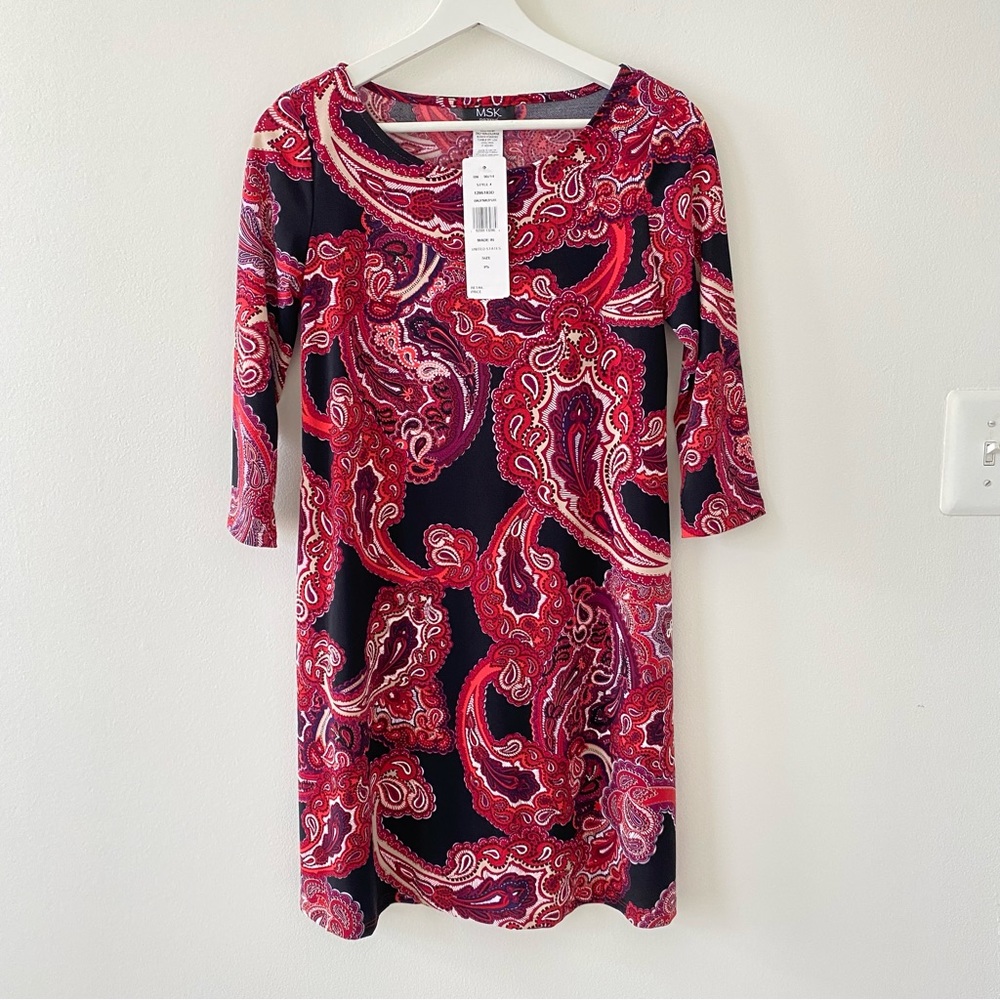 MSK Women’s 3/4 Sleeve Paisley Print Dress